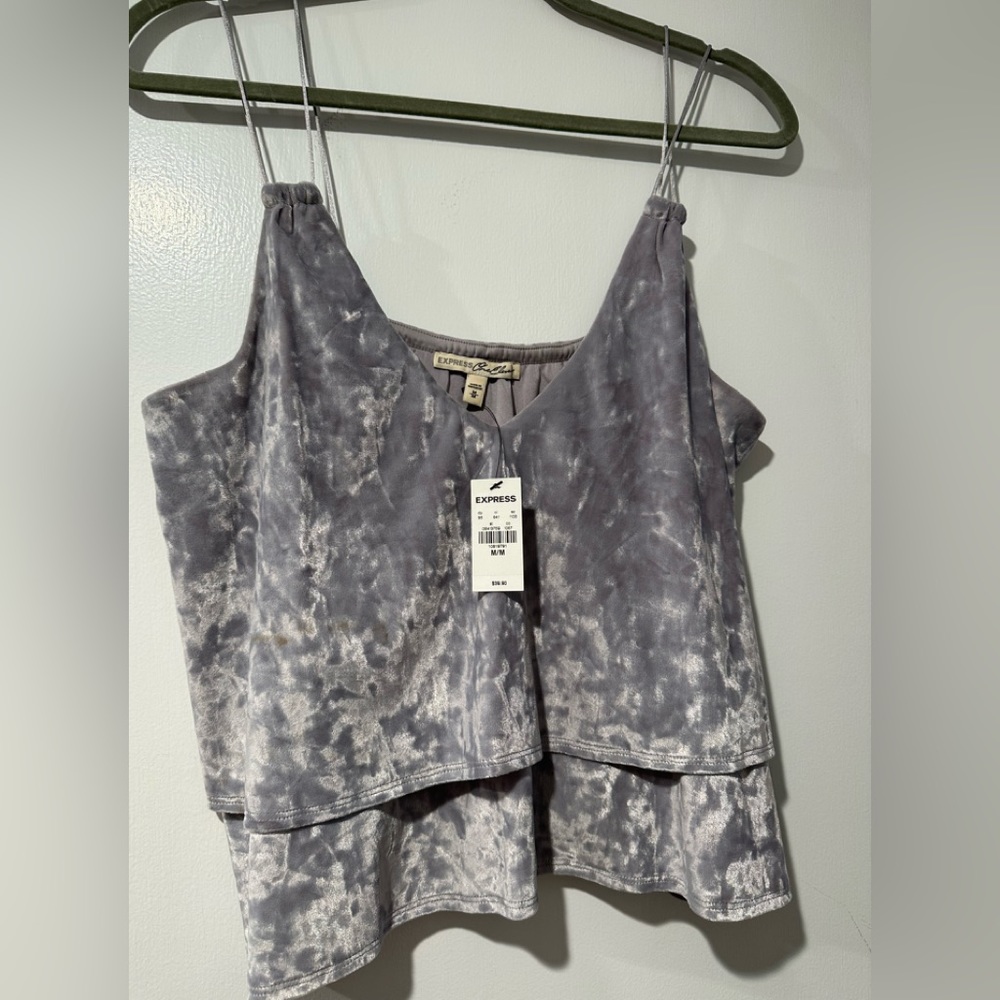 EXPRESS ONE ELEVEN velvet thin strap grey tank - size M. Brand new with tags